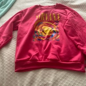Super cute only worn once no flaws Nirvana sweatshirt/crewneck hot pink!!